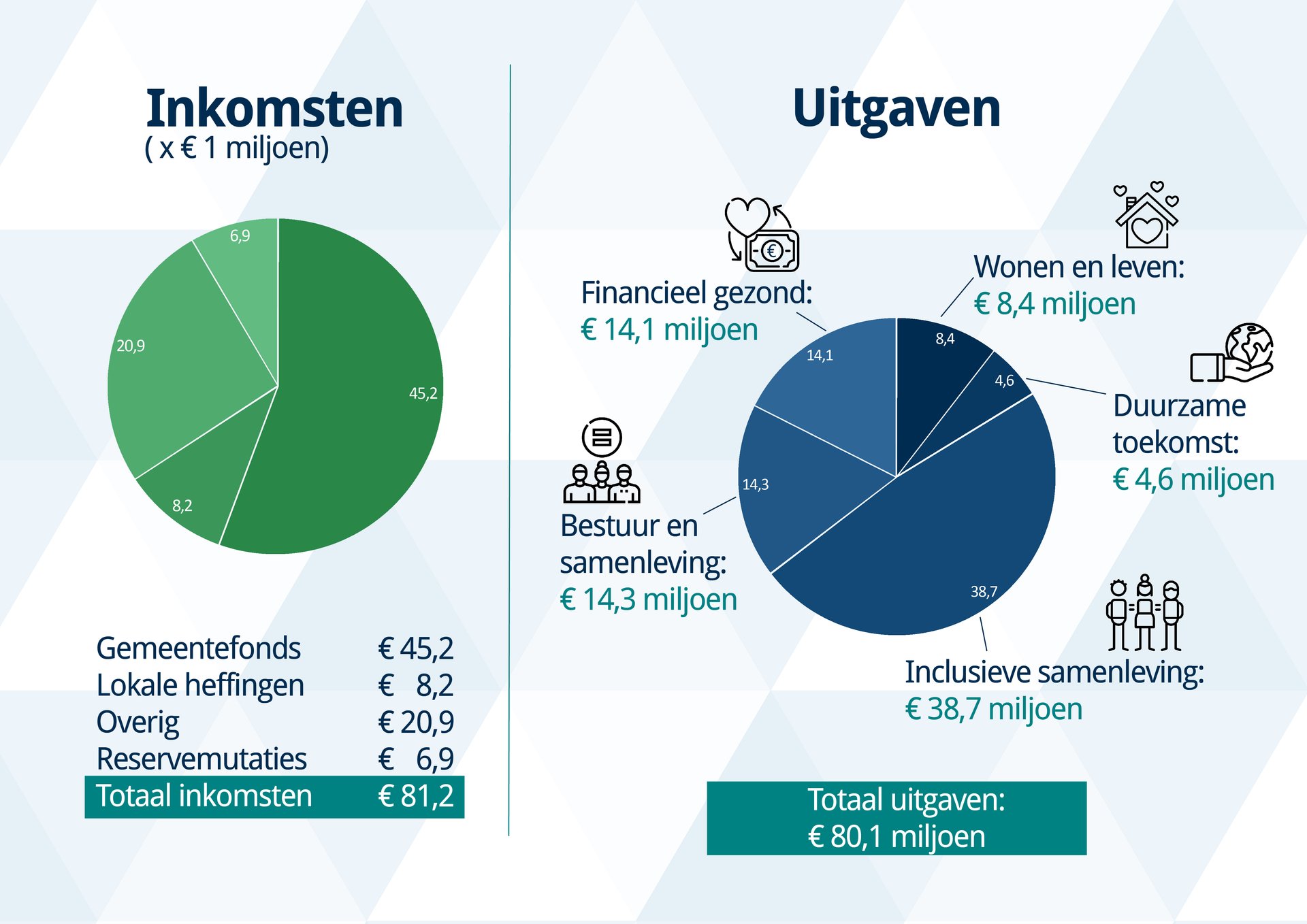 Grafieken van de inkomsten en uitgaven van gemeente Borne. Inhoud is ook het boekwerk te lezen.